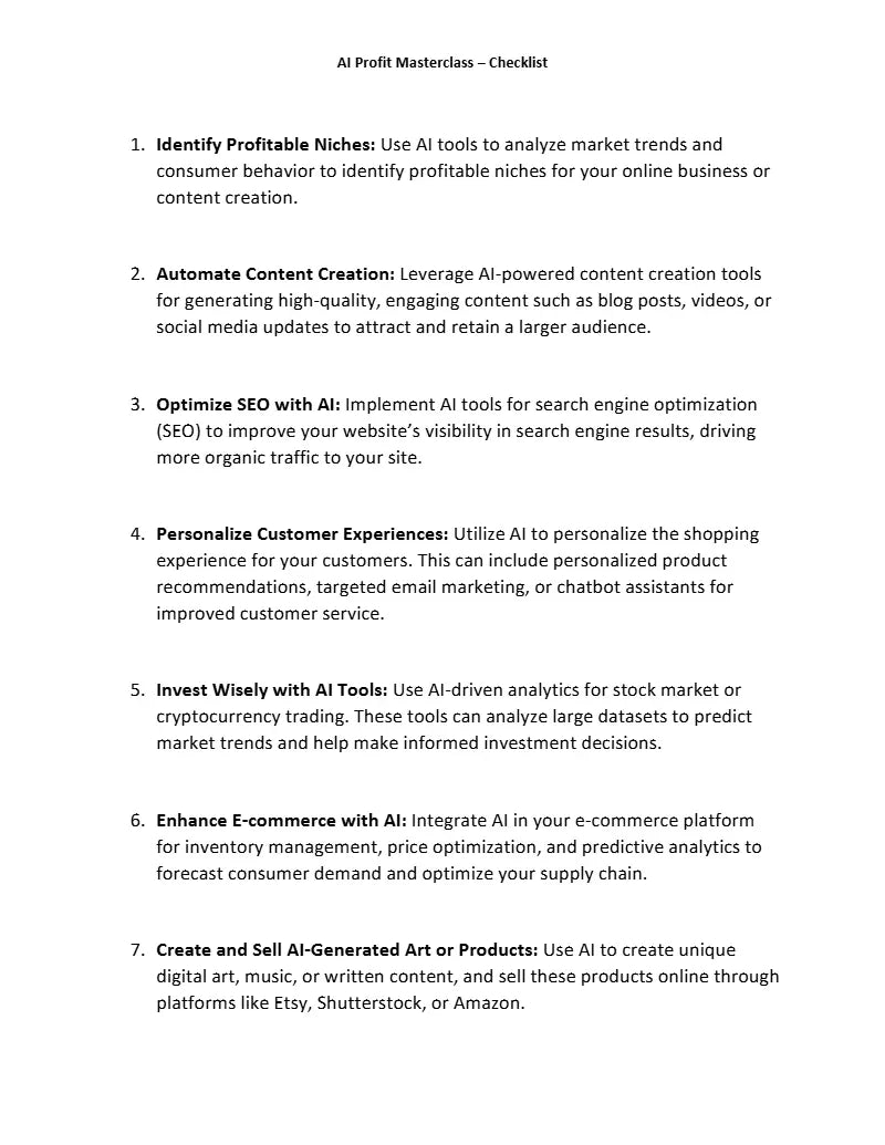 Ebook - AI Profit Masterclass - Digiloop Store
