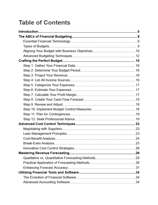 Ebook - Small Business Budgeting - Digiloop Store