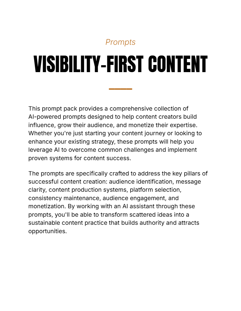Prompt - Visibility-First Content - Digiloop Store