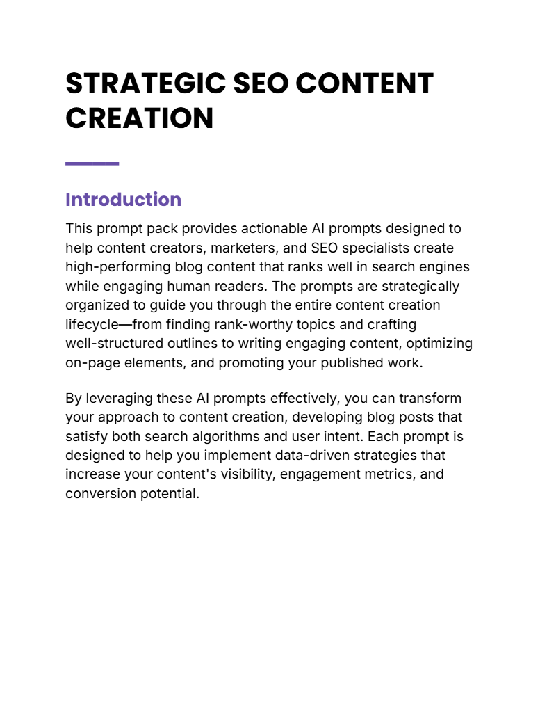 Prompt - Strategic SEO Content Creation - Digiloop Store