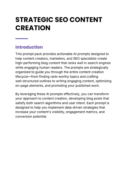 Prompt - Strategic SEO Content Creation - Digiloop Store
