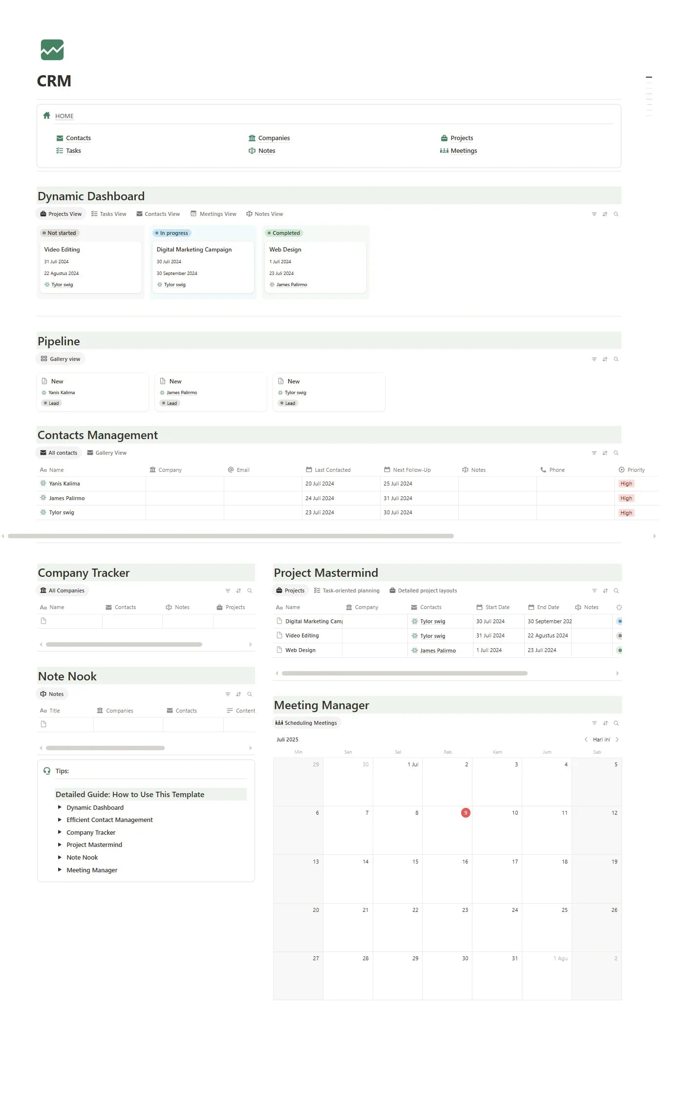 Notion Template - Customer Relationship Management - Digiloop Store
