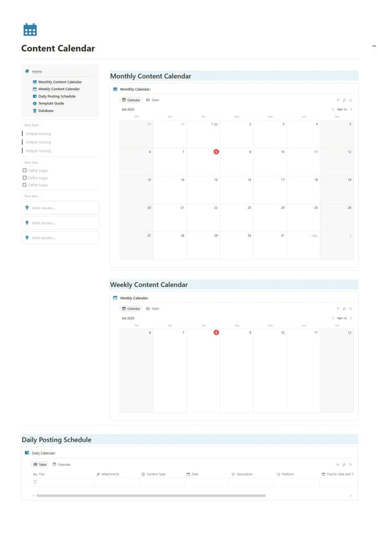 Notion Template - Content Calendar - Digiloop Store