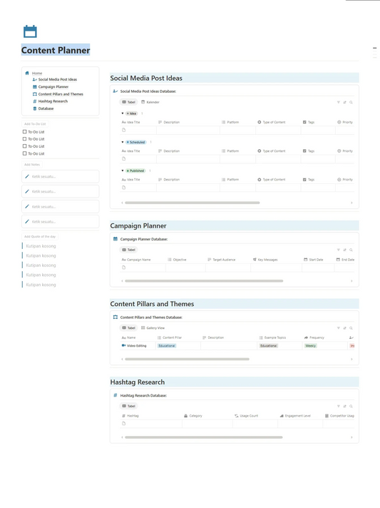 Notion Template - Content Planner - Digiloop Store