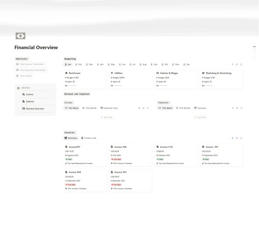 Notion Template - Business Finance Dashboard - Digiloop Store