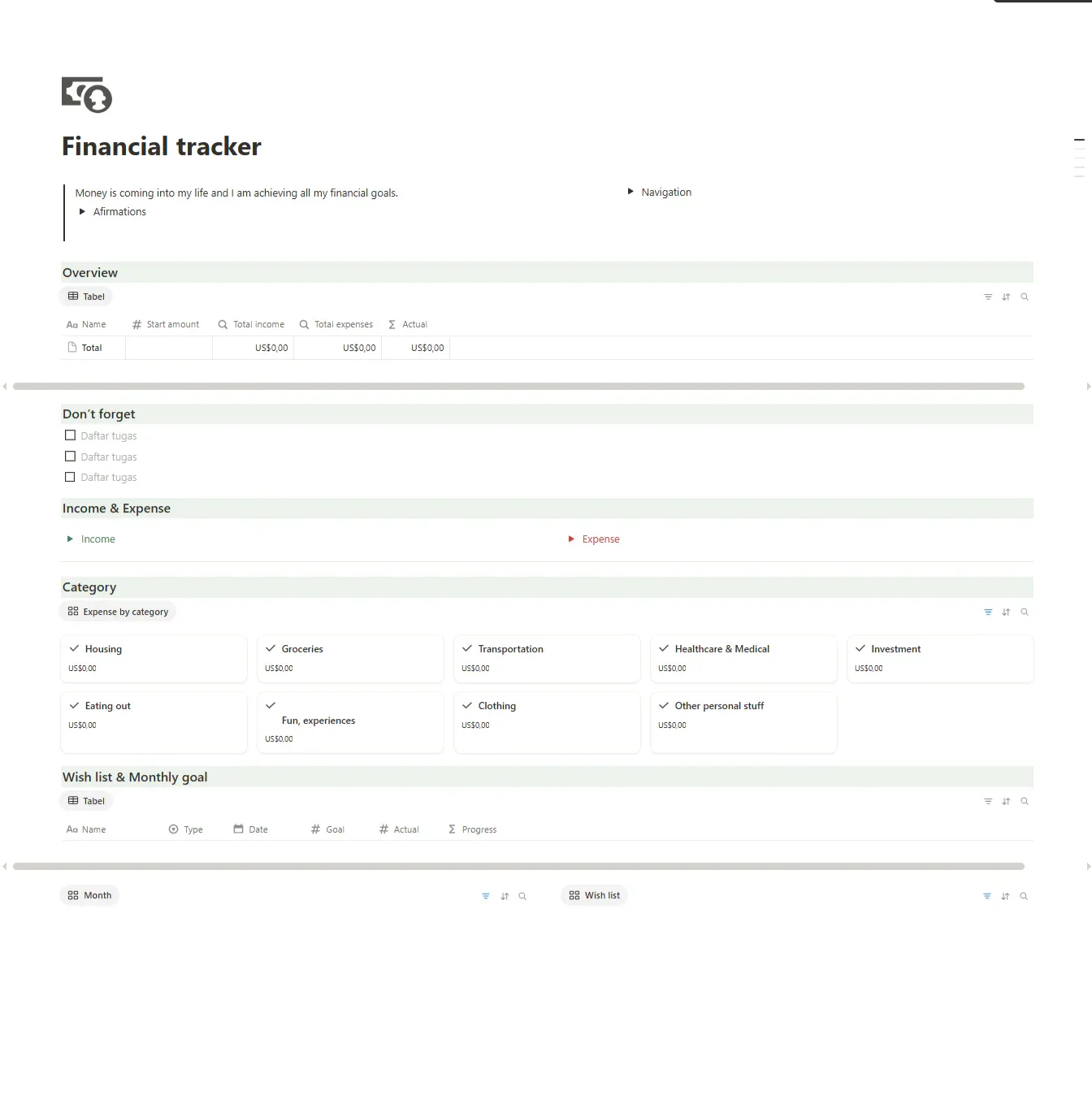 Notion Template - Financial Tracker - Digiloop Store