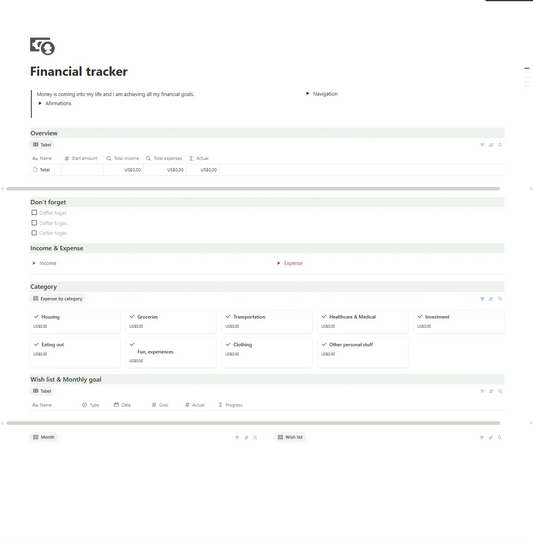 Notion Template - Financial Tracker - Digiloop Store