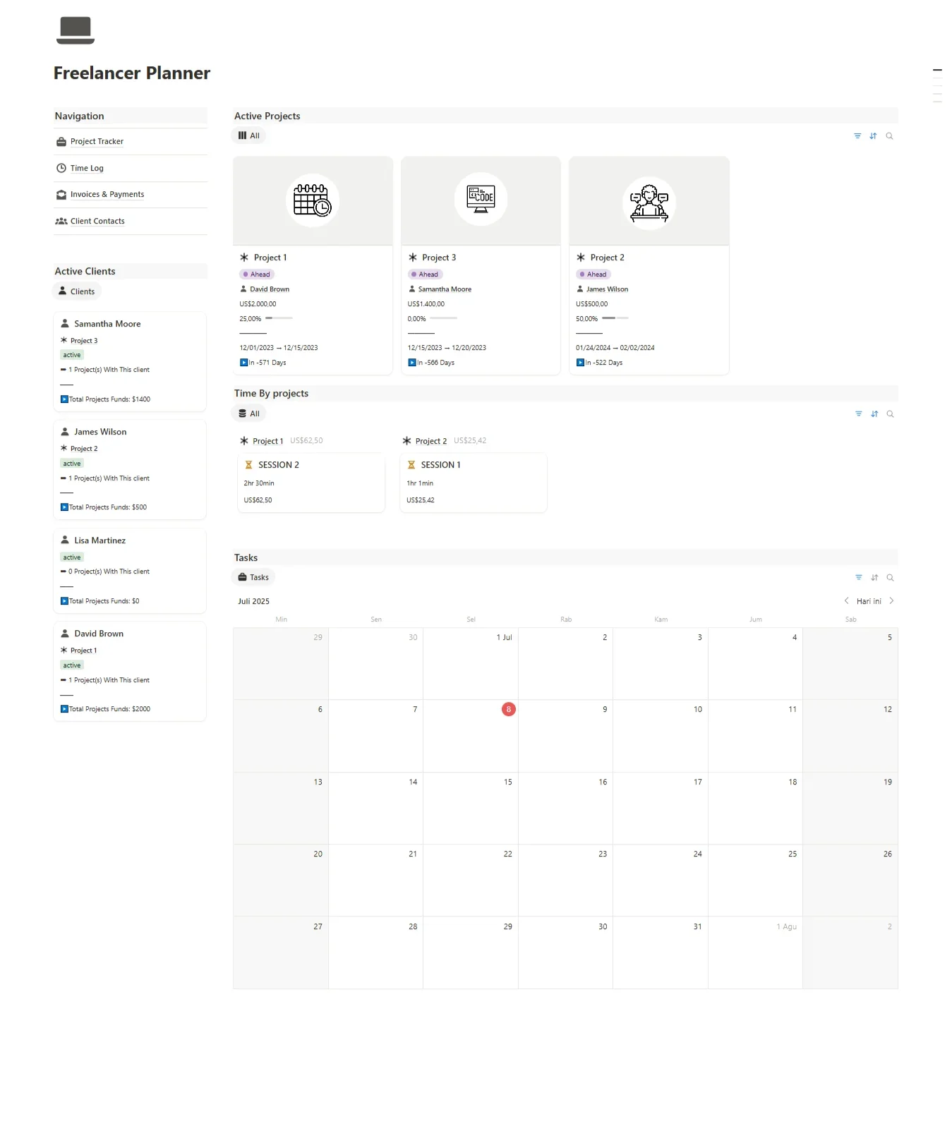 Notion Template - Freelancer Planner - Digiloop Store