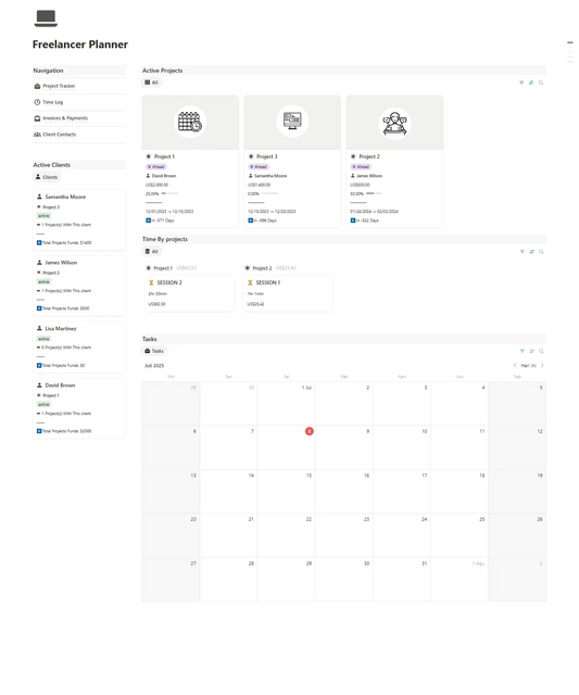 Notion Template - Freelancer Planner - Digiloop Store