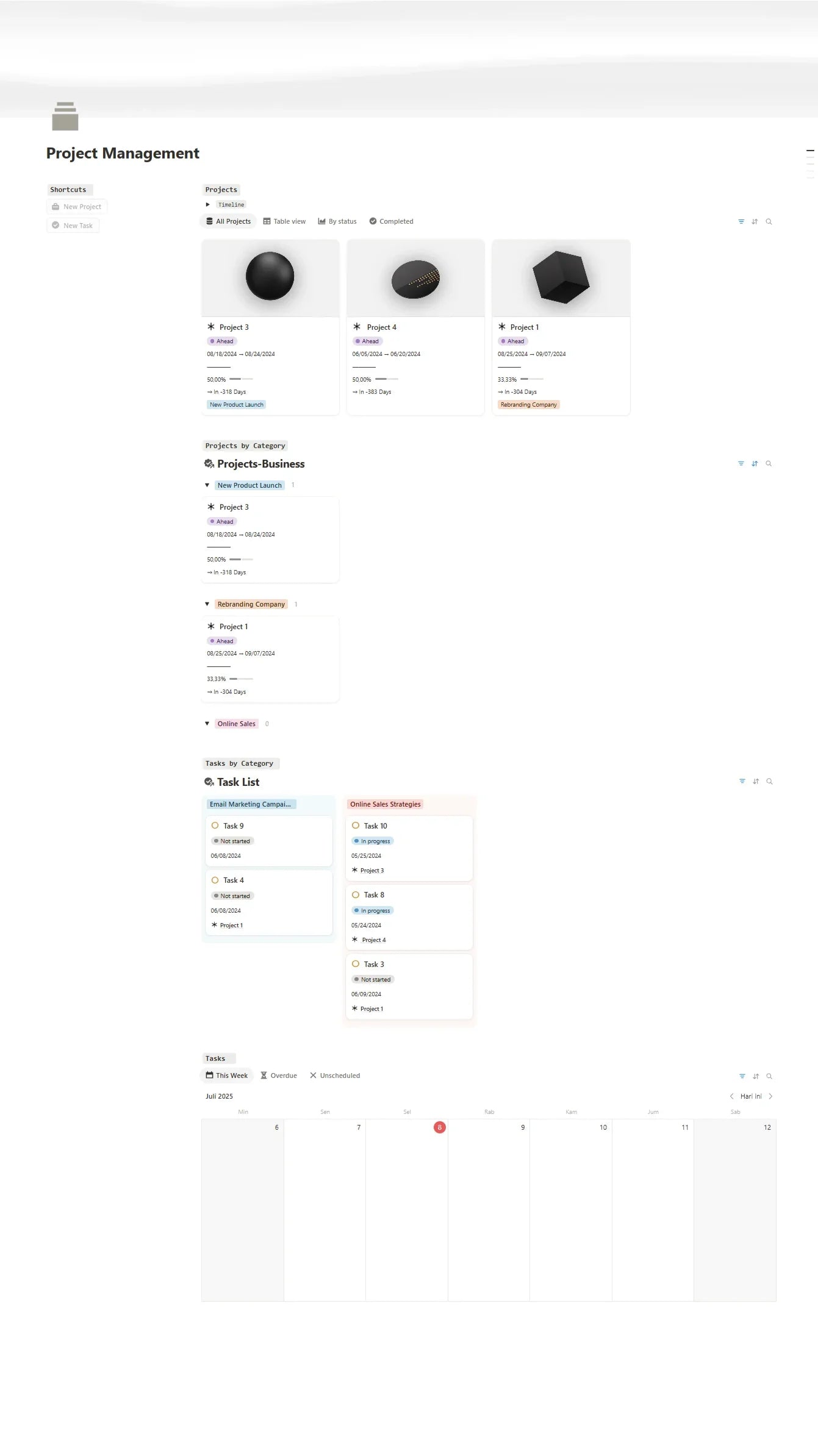 Notion Template - Project Progress Dashboard - Digiloop Store