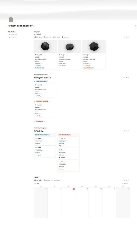 Notion Template - Project Progress Dashboard - Digiloop Store