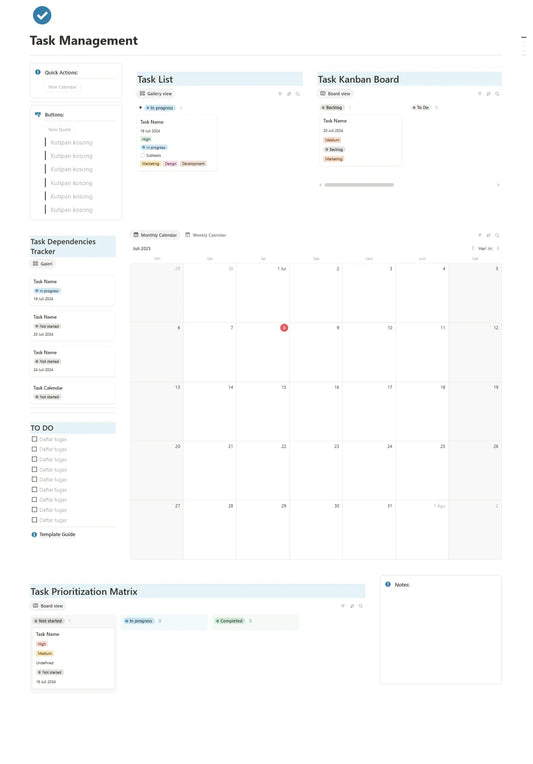 Notion Template - Task Management - Digiloop Store