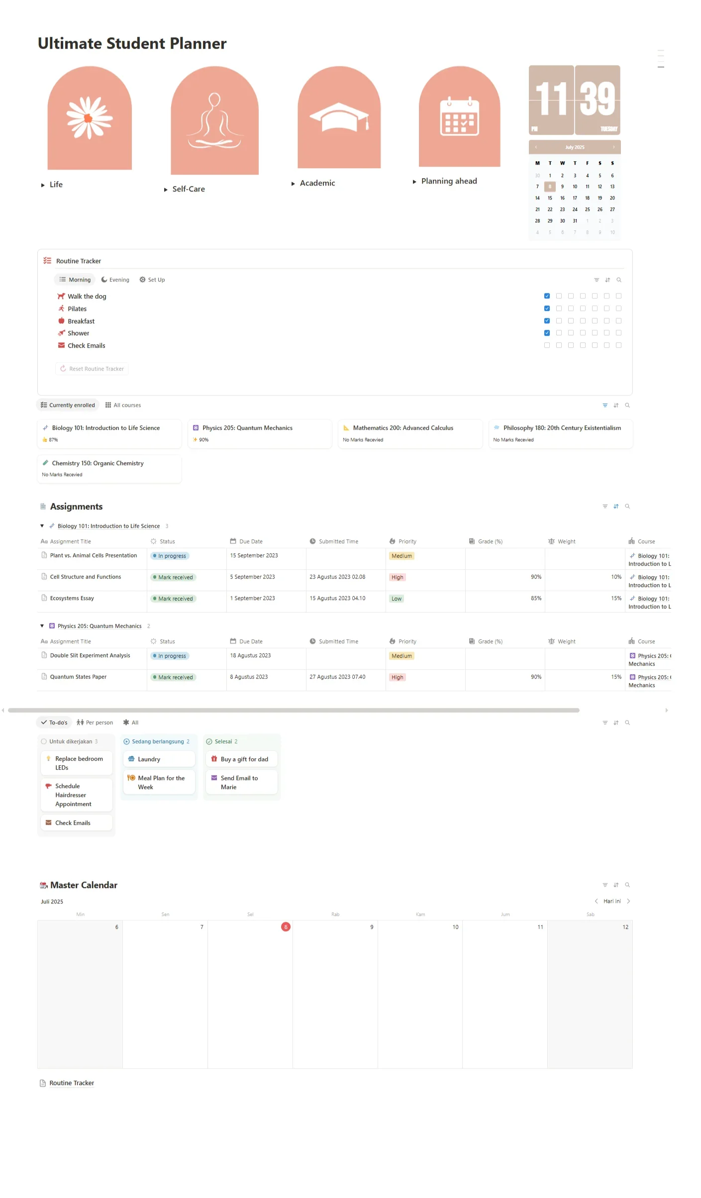 Notion Template - Ultimate Student Planner - Digiloop Store